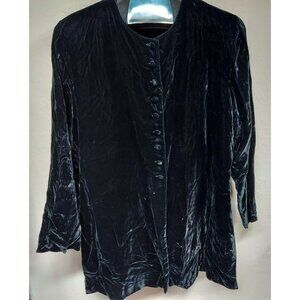 Nipon Studio Sweater Womens Black Velvet Classy Button Cardigan Jacket Casual